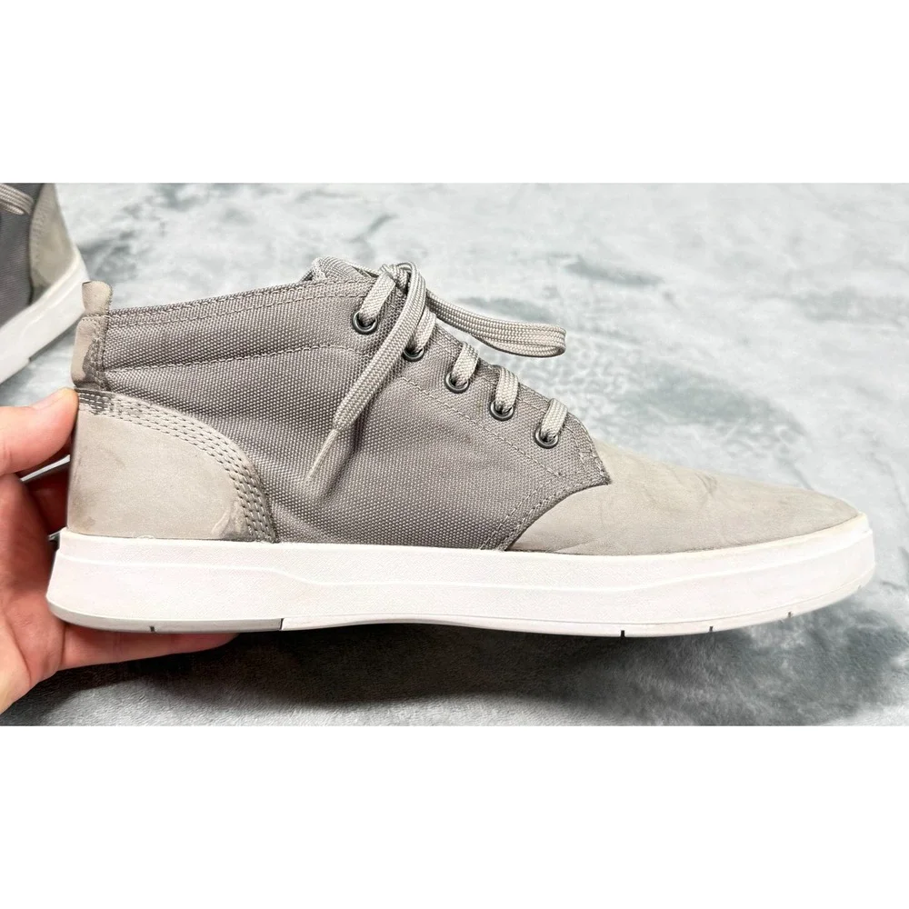 Timberland Mens 10 Chukka Sneakers Tan Nubuck Leather Canvas Lace Up Casual